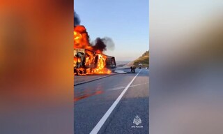 Грузовой автомобиль сгорел на трассе в Шелеховском районе 