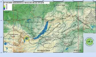 На границе с Монголией зафиксировали землетрясение интенсивностью 6 баллов в эпицентре